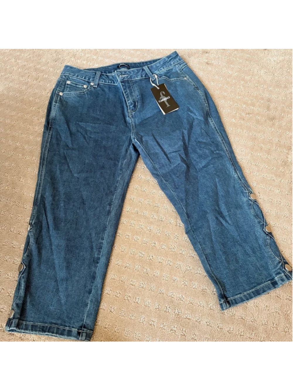 Flamingals Women Cropped Mid Rise Stretchy Jean XL